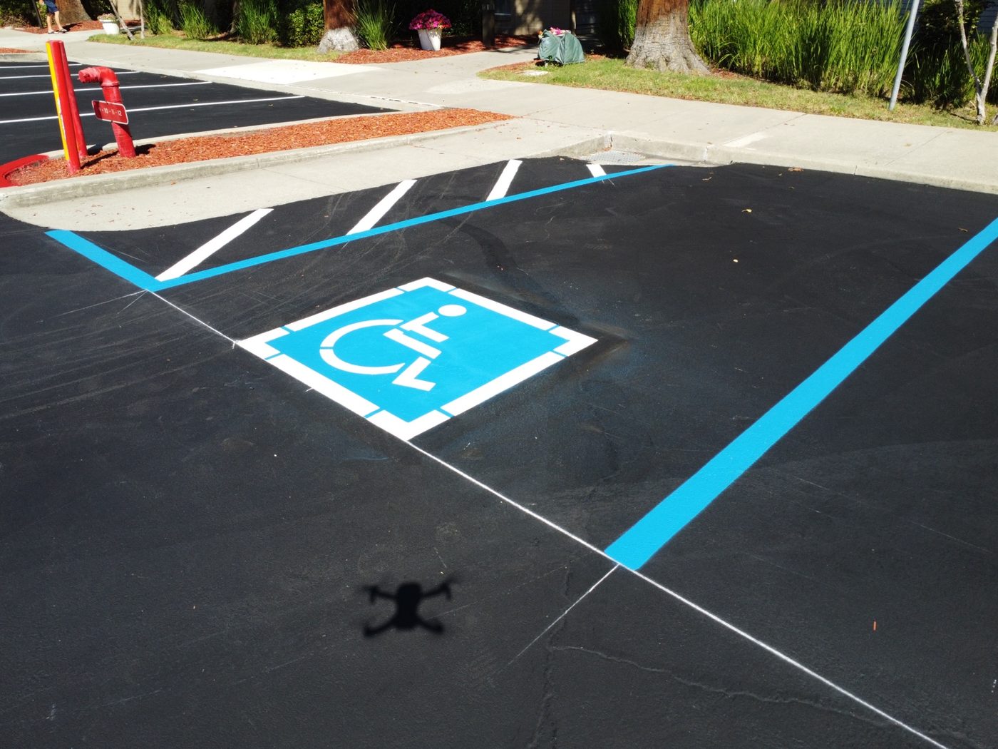 ADA parking stall and blue striping